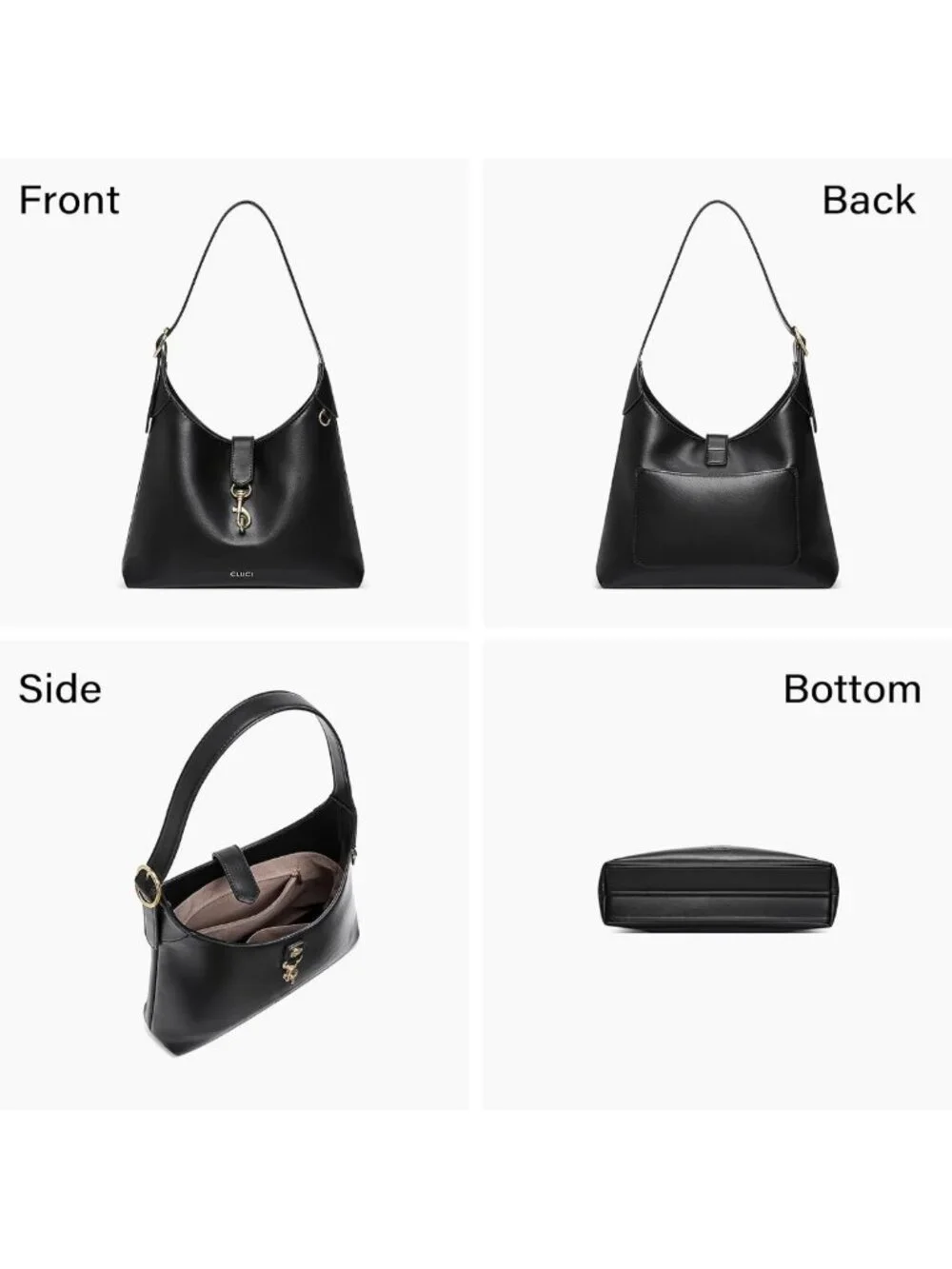 Soft Vegan Leather Hobo Bag, Lightweight Slouchy Shoulder Purse with Adjustable